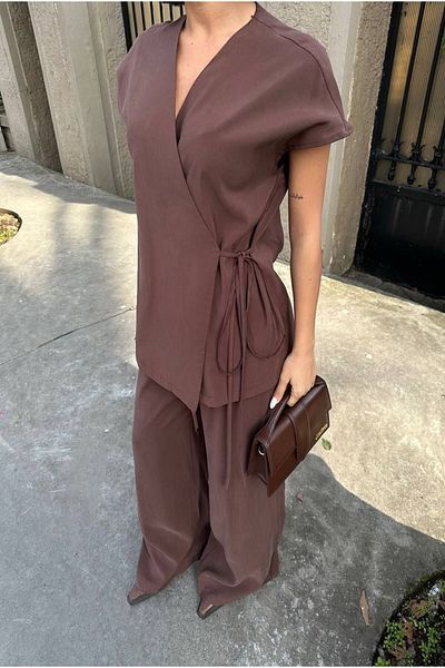 Natavanbutık Two-Piece Set with Vest and Trousers - Lacing Detail