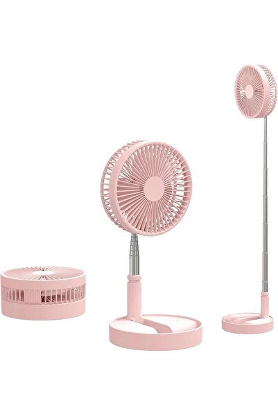 COOYA 2 in 1 Portable Telescopic standing Fan, 4 Speeds, Foldable, USB port, for home, office, Pink