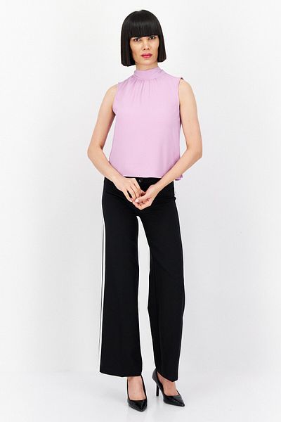 1 State Women Mock Neck Sleeveless Plain Tank Top, Light Purple