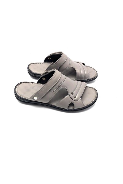 UMUT AYAKKABI Genuine Leather Orthopedic Massage Men's Slippers