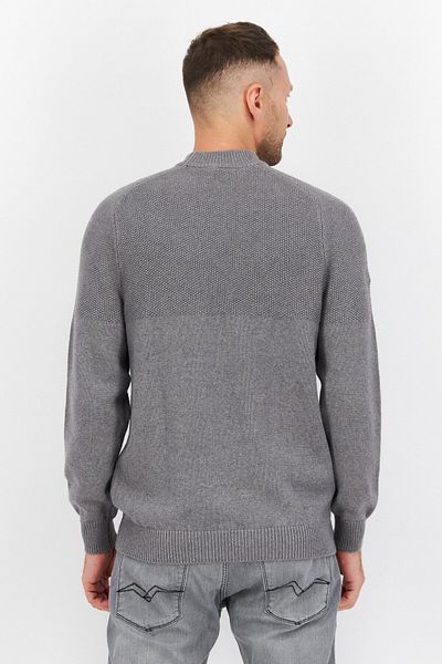 Lyle & Scott Men Crew Neck Textured Sweaters, Grey
