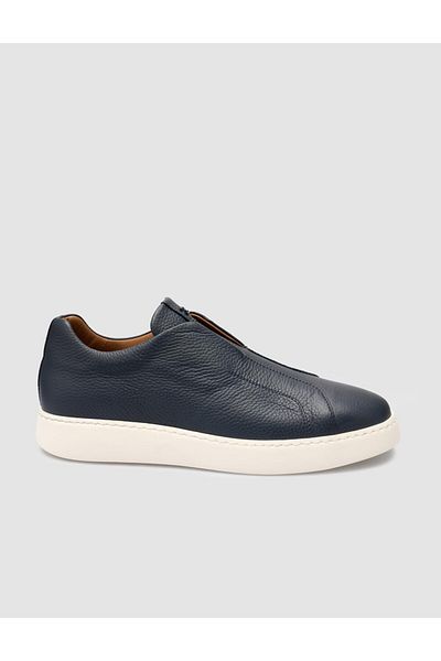 Cabani 100% Genuine Leather Navy Blue Men's Sneakers