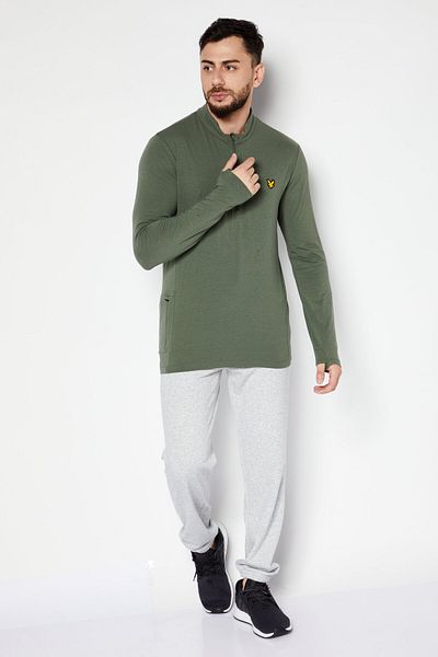 Lyle & Scott Men Mock Neck Long Sleeves Embroidered Logo Sweatshirt, Olive