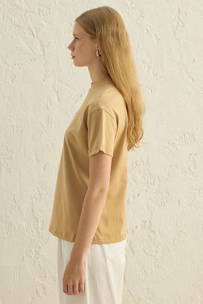 KADRİYE BAŞTÜRK Tricou de bază cu mânecă scurtă Camel
