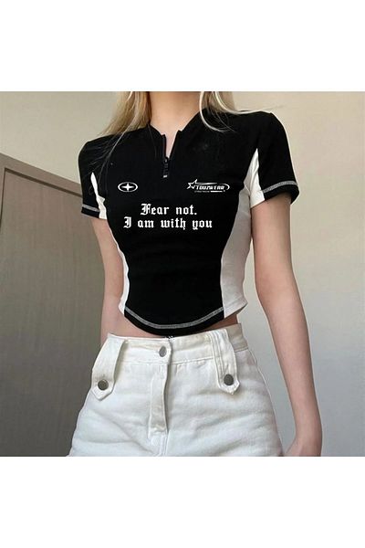 Touz Moda Y2K Touz Wear Zip Zip Black Crop