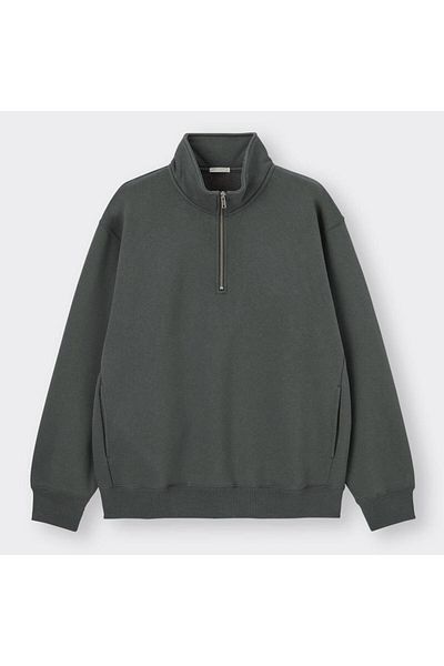 COMBİNE MİCHAİL Men's Stand Collar Zippered Sweatshirt Smoked
