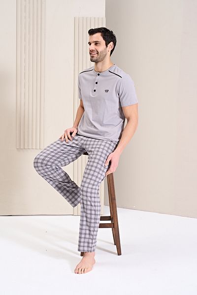 OVERSLEEP Men's Gray Color Pajama Set 1744