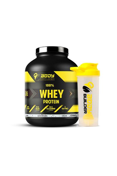 Body Builder Whey Protein, Cookies and Cream, 4 LB + Body Builder SHAKER
