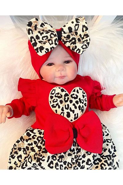 Babydonat 100% Cotton Jumpsuit with Leopard Print and Bow for Baby Girl