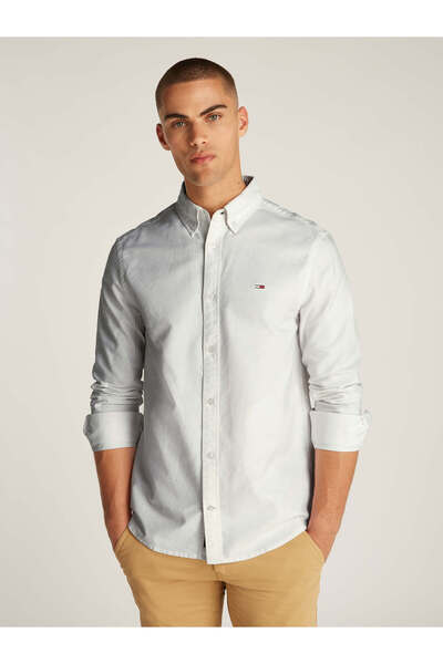 Tommy Hilfiger Tommy Jeans Erkek Beyaz Oxford Gömlek