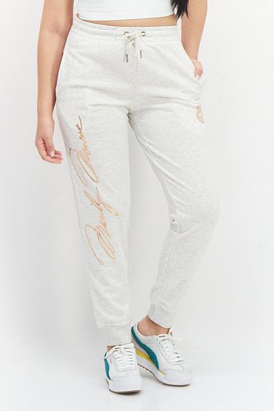 Marilyn Monroe Women Regular Fit Graphic Print Drawstring Jogger Pants, Light Grey