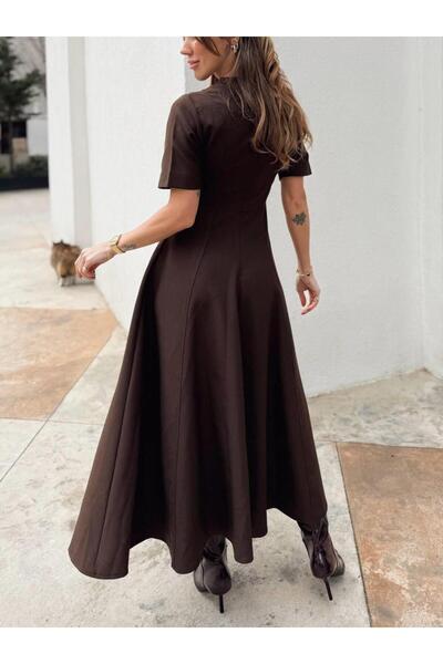 Maldia Shop Dámské maxi dlouhé rozšířené princeznovské hnědé šaty