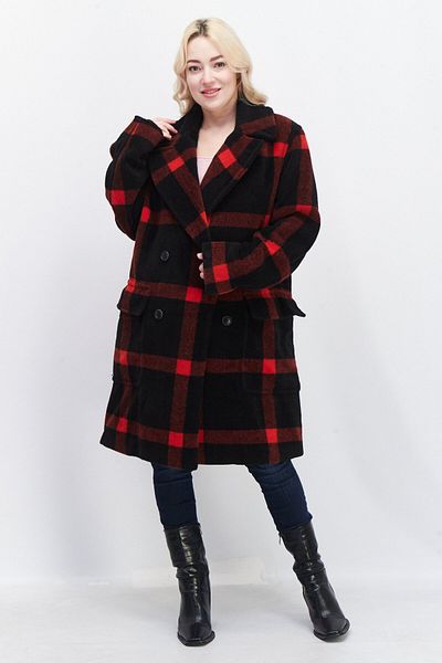 French Connection Women Oversized Long Sleeve Plaid Trench Coat, Red
