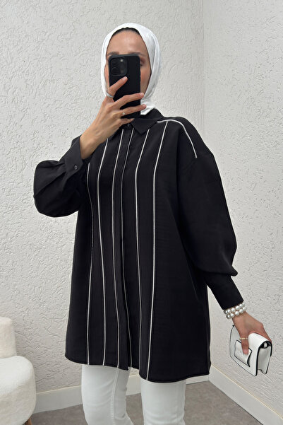 Salih Çelebi Ara Biyeli Tesettür Gömlek 2219 - SİYAH