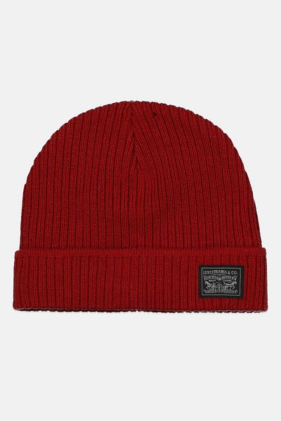 Levi's Men Brand Logo Knitted Beanie, Red