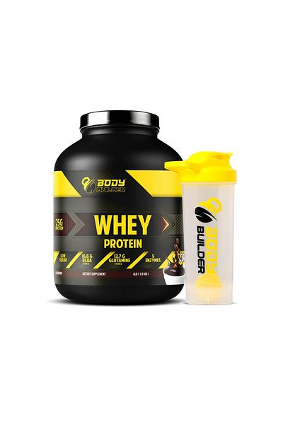 Body Builder Whey Protein, Coffee, 4 LB + Body Builder SHAKER