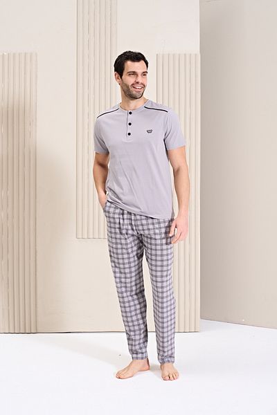 OVERSLEEP Men's Gray Color Pajama Set 1744