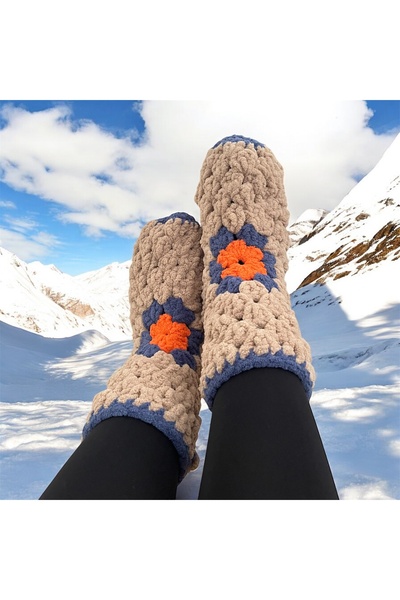 SENCEFİL TASARIM Puffy El yapımı Ev Çorabı