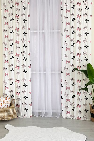 Lolla Bow Patterned Printed Children's Room Background Curtain