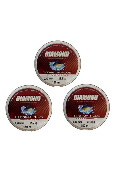BAUER 3 τεμάχια Diamond Titanium Plus 0,40 mm 150 Mt Fishing Line - Χρώμα: Γκρι 21,2 Kg