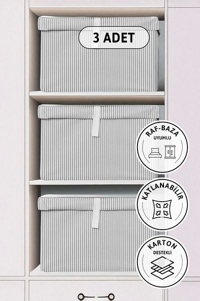 FAVORA Γκρι Κλειστό Mega Plus 3 τεμαχίων Τσάντα 70x40x30