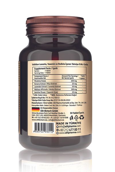 Validus Lavander + Banana + Melissa + Rhodiola + Jasmin 30 Tablets