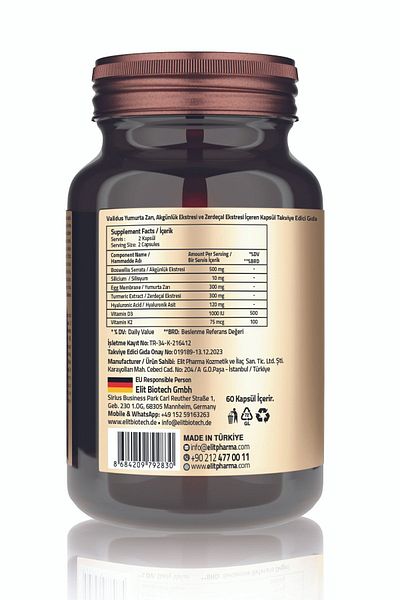 Validus Boswellia Serrata 300 Mg + Hyaluronic Acid 500 Mg + Turmeric 300 Mg Egg Membrane 120 Mg