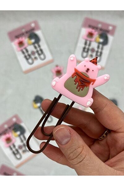 Kağıt Gemi Dükkan 2’li Ayıcık Temalı Pembe Paket Ataş Seti/ Ataç/Fotoğraf Mandalı/Kitap Ayracı/Klips