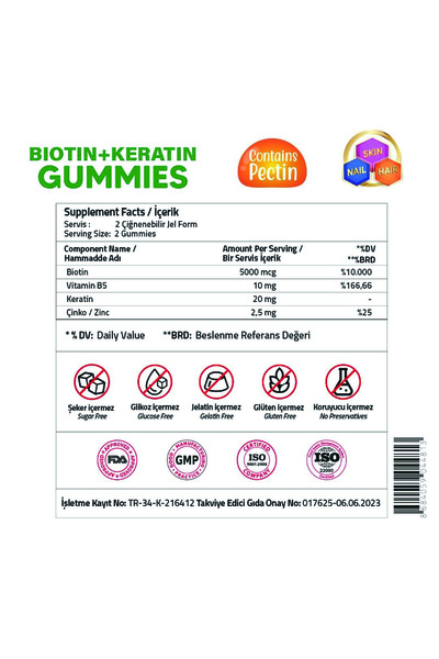 Validus Biotin Keratin 60 Gummies