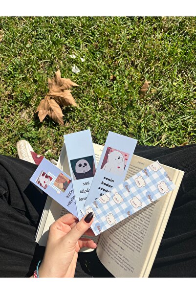 sumicorn Set de 4 semne de carte albastre cu ursuleț drăguț