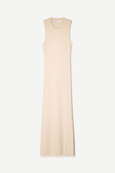 Bershka Textured Check Midi Dress Ramadan