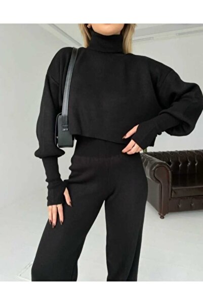 IHLAMURLAR TEKSTİL Γυναικείο πλεκτό κοστούμι με ψηλή μέση και εφαρμογή στα δά...