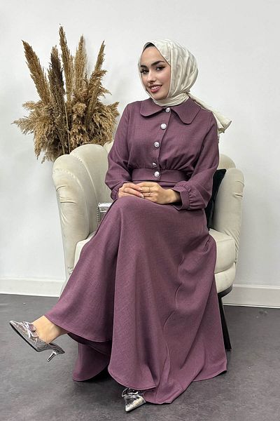 Tesettür Diyarı Women's Nadide Sofia Linen Skirt Suit