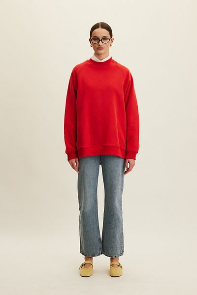 Manuka Rotes Basic-Sweatshirt in Übergröße