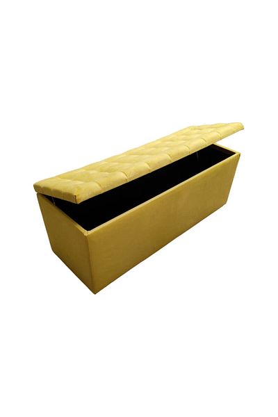 Homelux Bancă cu spațiu de depozitare COSY, 120x42x46 cm, catifea, galben muștar