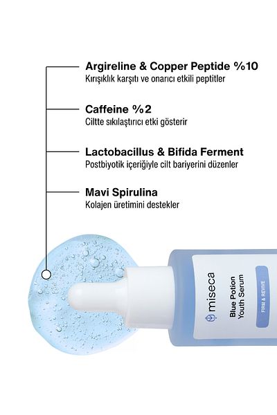 miseca Blue Potion Anti-Wrinkle Peptide Serum 30 ml |   Argireline Caffeine