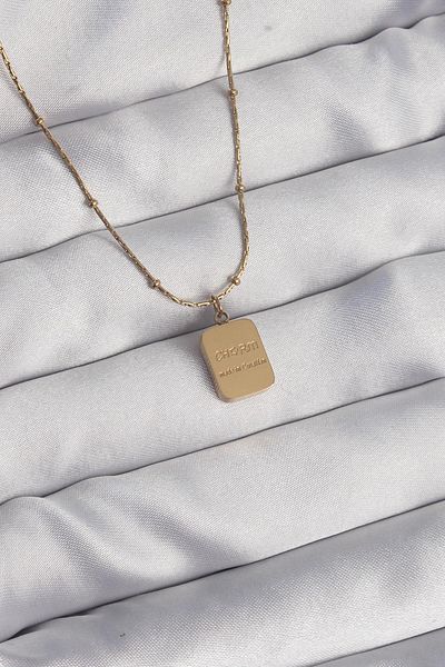 Nextpage Steel Gold Color Square Charm Model Necklace