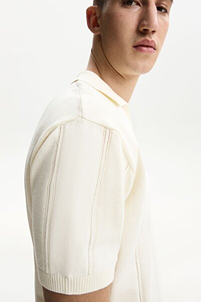 Bershka Textured Short Sleeve Polo Shirt Ramadan