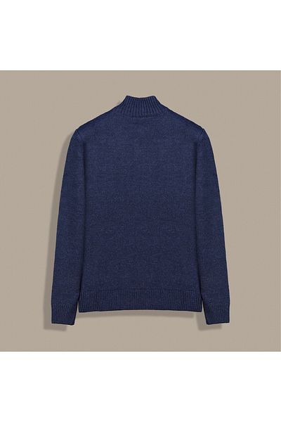 Sarar Interviu împachetări cu fermoar pe jumătate cu gât tricotat model tricotat pulover albastru indigo