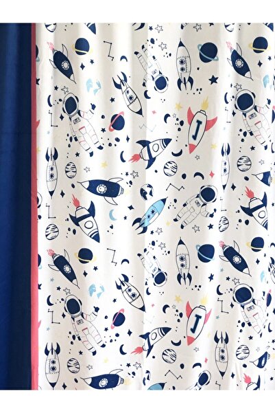 Evmila Single Wing Space Pattern Background Curtain Model F1095 140 X 260 cm