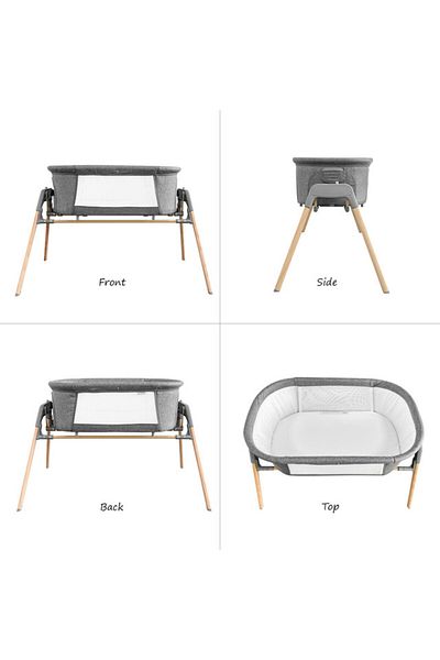 TEKNUM 3 - IN - 1 Baby Rocker Bassinet / Infant Crib w / Mosquito net - Grey