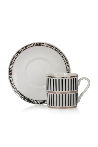 LC Waikiki Minimalist Elegance: Black Striped Coffee Cup Set for 2 People