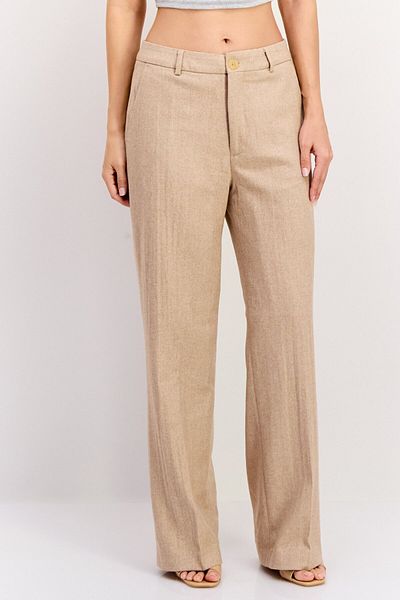 Scotch & Soda Women Regular Fit Solid Wide Leg Pants, Tan