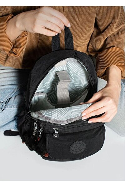 Morpelikan Women's Waterproof Parachute Fabric Multi-Compartment Front Pocket Black Backpack with Adjustable Strap