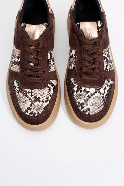 LuviShoes Montero Brown Patterned Women's Sneakers