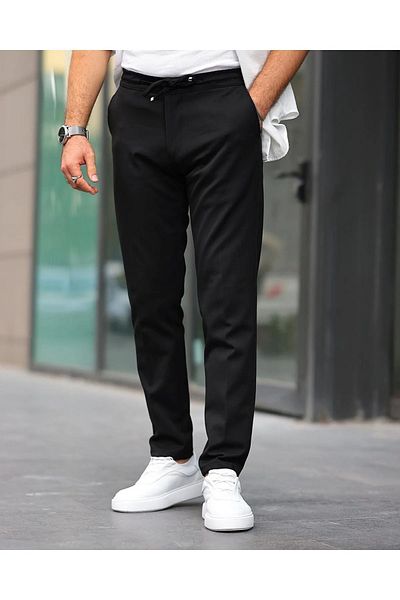 REMA STİL Men's Jogger Style Lycra Pants with Elastic Waist, Zipper and Buttons