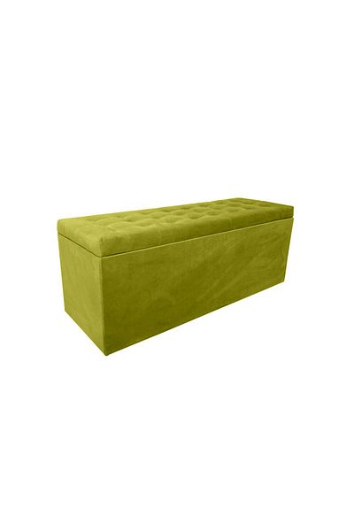 Homelux Bancă cu spațiu de depozitare confortabil, 120x42x46 cm, catifea, verde lime