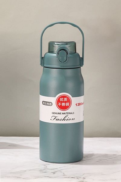 Weather Forecast Blue 316 L Steel 1000 ml Water Bottle with Straw and Handle - Cin912Mv