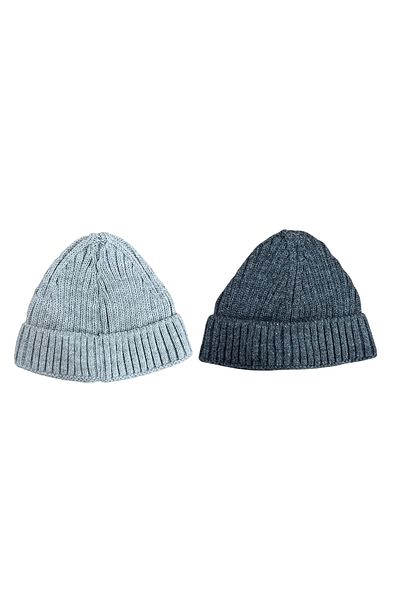 Mevo 2 Pack Unisex Knitwear Short Red and Blue Colored Skullcap Beanies