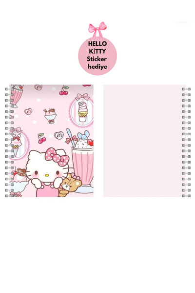 Panda Çizgili Defter- Hello Kitty - A5 Boy Spiralli Defter